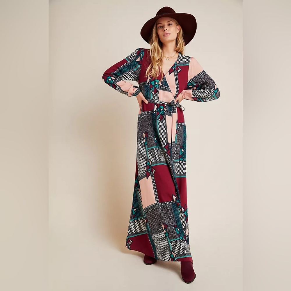Anthropologie Porridge xs-p abstract printed wrap dress